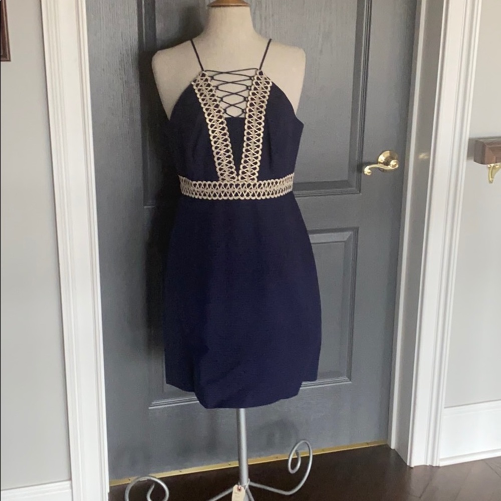 Lilly Pulitzer Navy and Cream Midi Dress